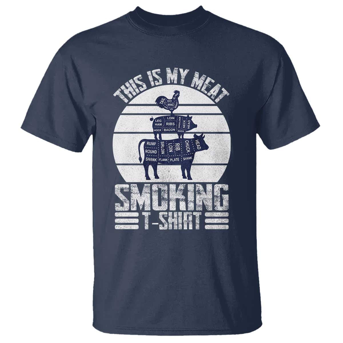 BBQ T Shirt Retro This Is My Meat Smoking Barbeque Dad TS10 Navy Print Your Wear