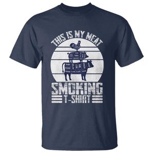 BBQ T Shirt Retro This Is My Meat Smoking Barbeque Dad TS10 Navy Print Your Wear
