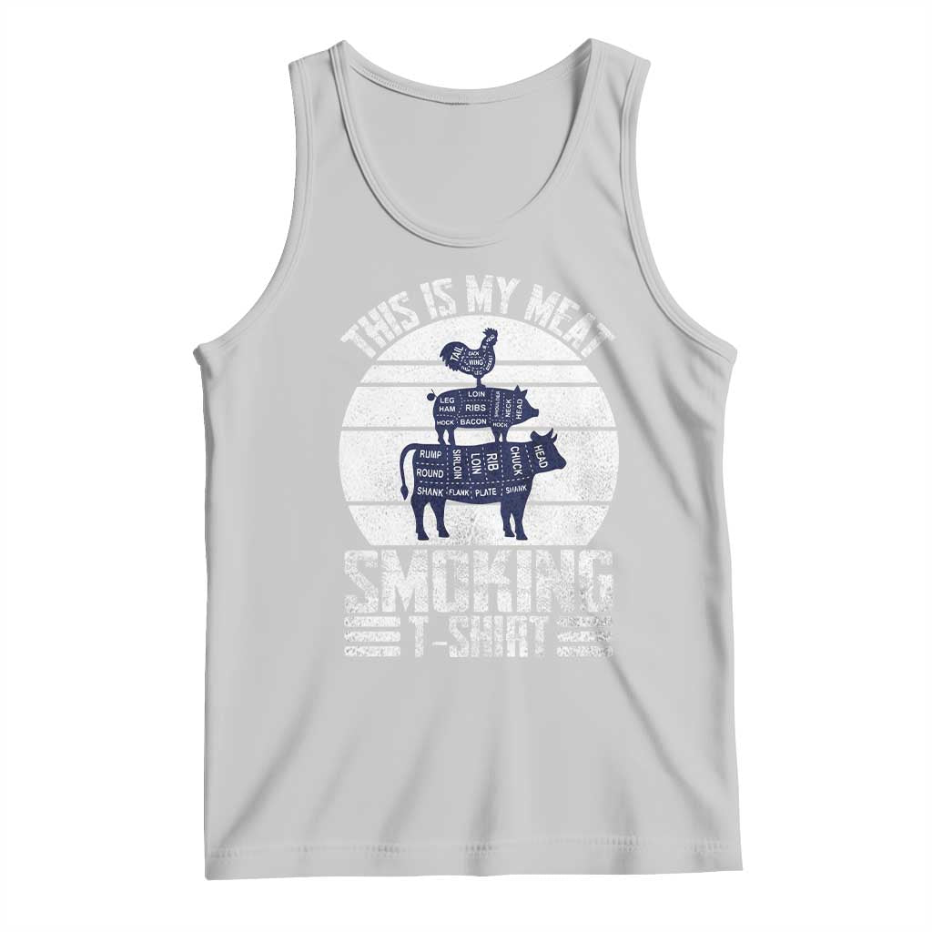 BBQ Tank Top Retro This Is My Meat Smoking Barbeque Dad TS10 Ash Print Your Wear