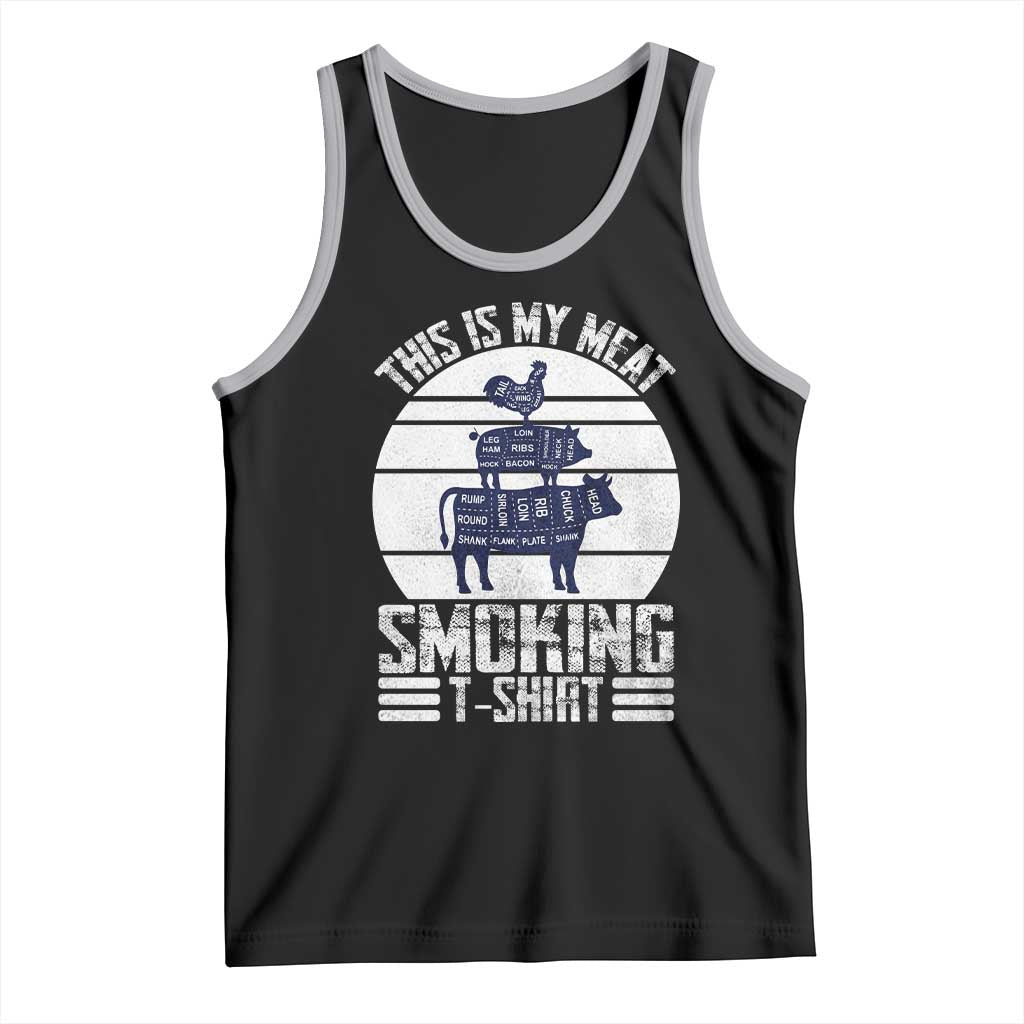 BBQ Tank Top Retro This Is My Meat Smoking Barbeque Dad TS10 Black Athletic Heather Print Your Wear