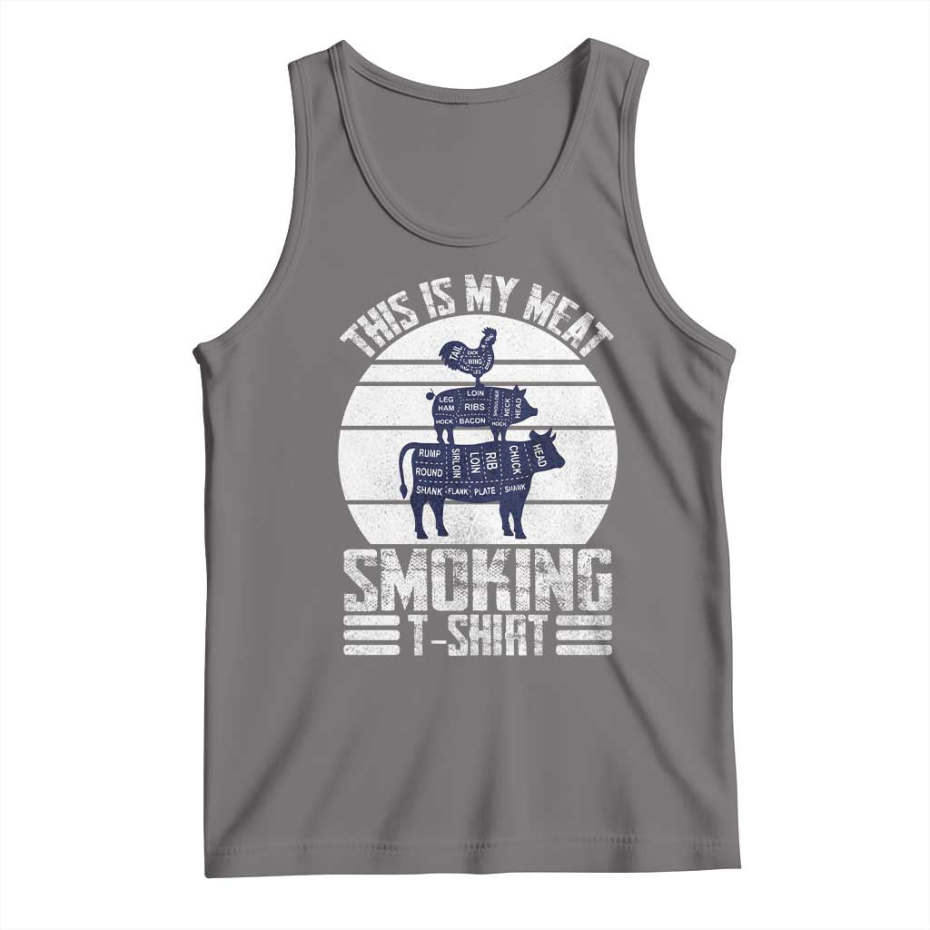 BBQ Tank Top Retro This Is My Meat Smoking Barbeque Dad TS10 Deep Heather Print Your Wear