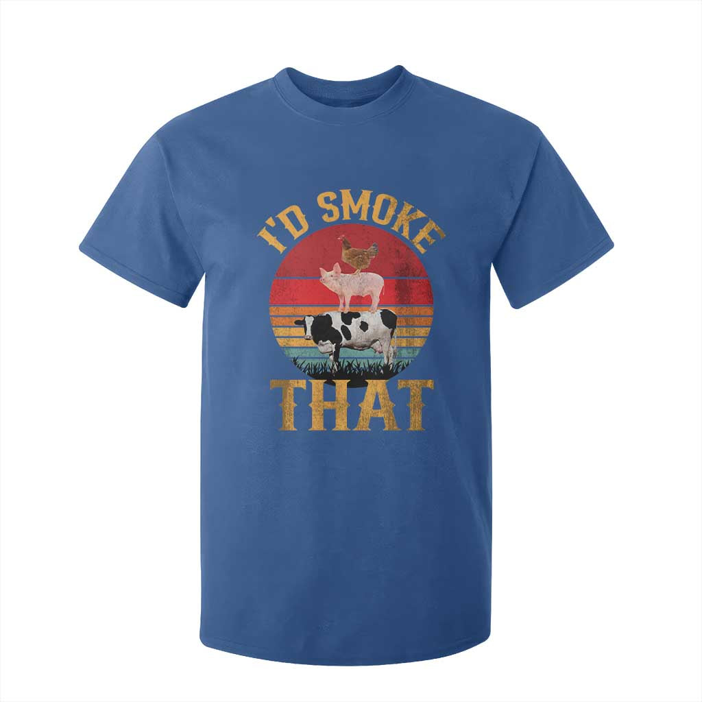 Funny BBQ T Shirt For Kid I'd Smoke That Barbecue Retro Grilling Gift TS10 Royal Blue Print Your Wear