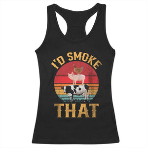 Funny BBQ Racerback Tank Top I'd Smoke That Barbecue Retro Grilling Gift TS10 Black Print Your Wear