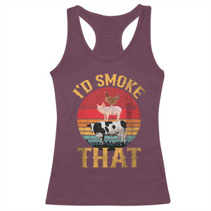 Funny BBQ Racerback Tank Top I'd Smoke That Barbecue Retro Grilling Gift TS10 Maroon Print Your Wear