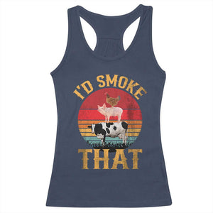 Funny BBQ Racerback Tank Top I'd Smoke That Barbecue Retro Grilling Gift TS10 Navy Print Your Wear