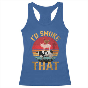 Funny BBQ Racerback Tank Top I'd Smoke That Barbecue Retro Grilling Gift TS10 Royal Blue Print Your Wear