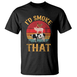 Funny BBQ T Shirt I'd Smoke That Barbecue Retro Grilling Gift TS10 Black Print Your Wear