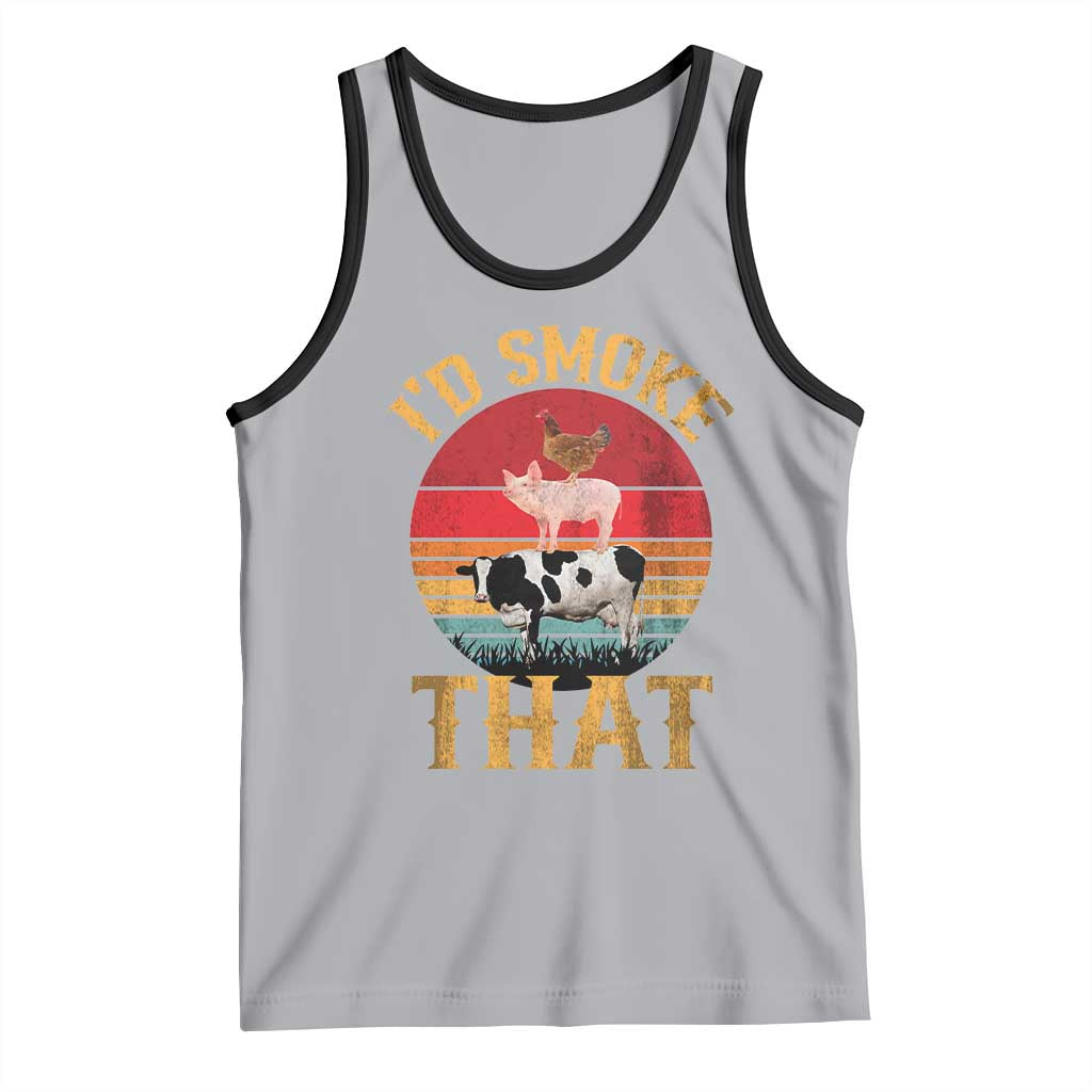 Funny BBQ Tank Top I'd Smoke That Barbecue Retro Grilling Gift TS10 Athletic Heather Black Print Your Wear