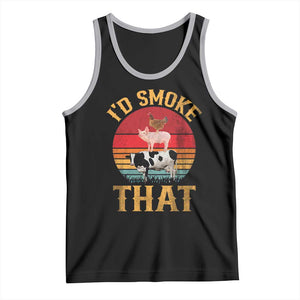 Funny BBQ Tank Top I'd Smoke That Barbecue Retro Grilling Gift TS10 Black Athletic Heather Print Your Wear