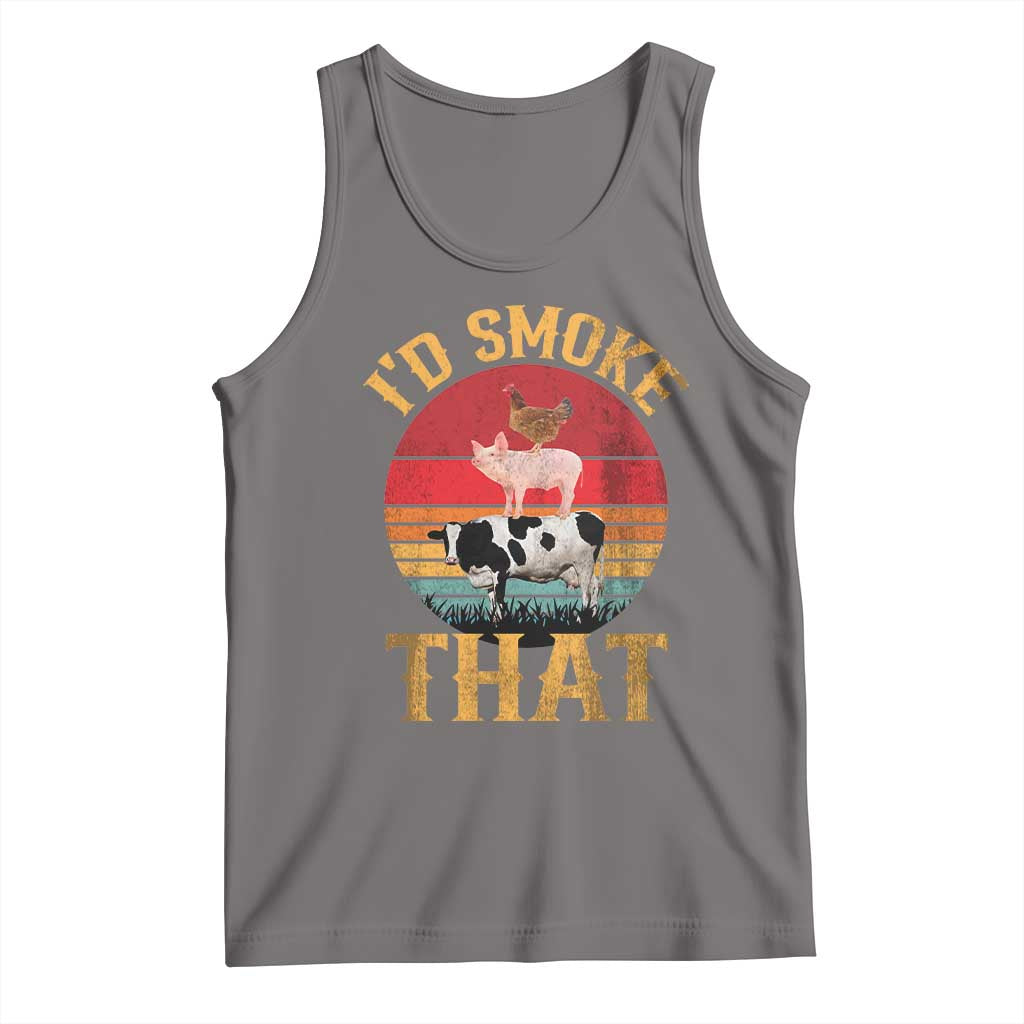Funny BBQ Tank Top I'd Smoke That Barbecue Retro Grilling Gift TS10 Deep Heather Print Your Wear