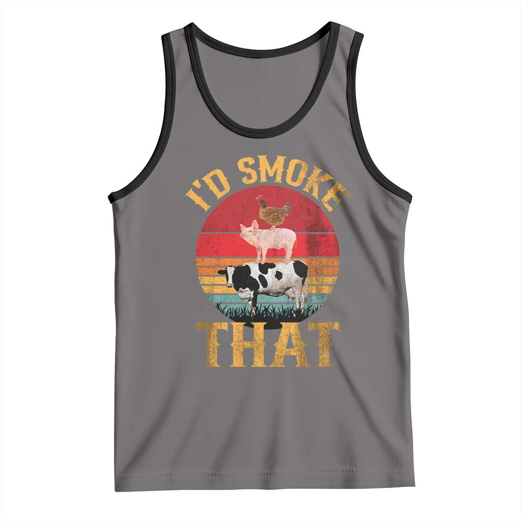 Funny BBQ Tank Top I'd Smoke That Barbecue Retro Grilling Gift TS10 Deep Heather Black Print Your Wear