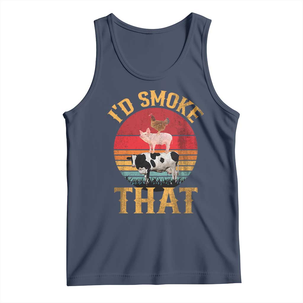 Funny BBQ Tank Top I'd Smoke That Barbecue Retro Grilling Gift TS10 Navy Print Your Wear