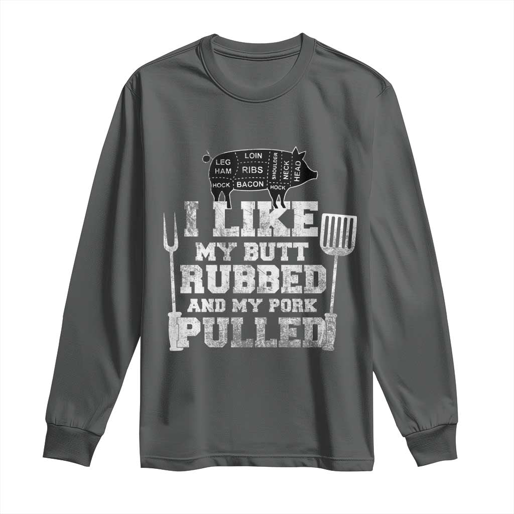 Funny BBQ Long Sleeve Shirt Hilarious Grill Chef Grilling Gift Pork Rub Smoking Meat Smoker TS10 Dark Heather Print Your Wear