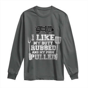 Funny BBQ Long Sleeve Shirt Hilarious Grill Chef Grilling Gift Pork Rub Smoking Meat Smoker TS10 Dark Heather Print Your Wear
