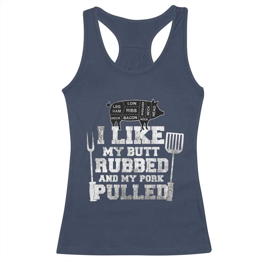 Funny BBQ Racerback Tank Top Hilarious Grill Chef Grilling Gift Pork Rub Smoking Meat Smoker TS10 Navy Print Your Wear