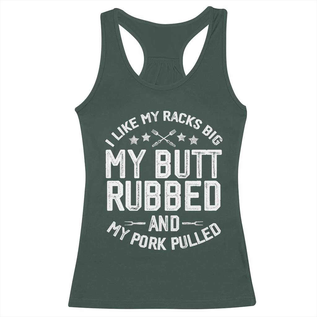 Funny BBQ Racerback Tank Top Pork Rub Smoking Meat Smoker Hilarious Grill Chef Grilling Gift TS10 Dark Forest Green Print Your Wear
