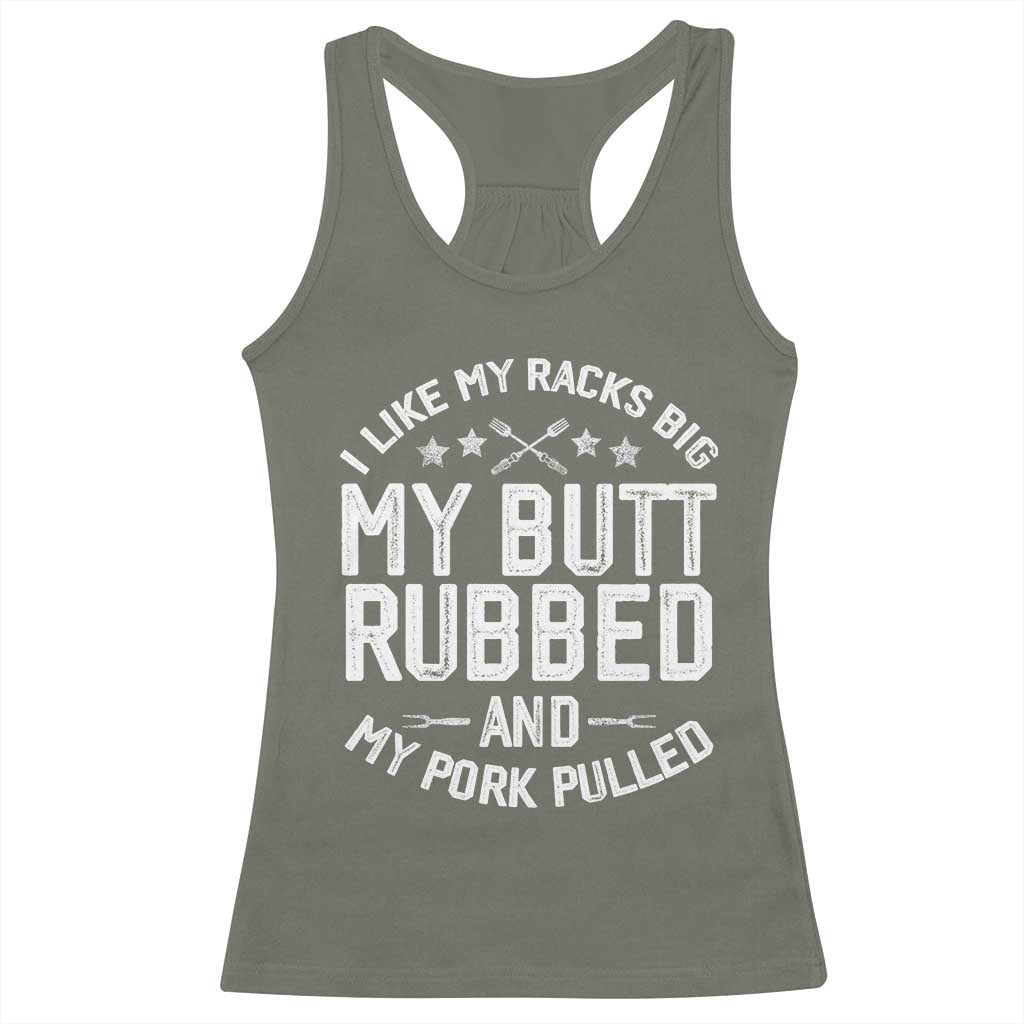 Funny BBQ Racerback Tank Top Pork Rub Smoking Meat Smoker Hilarious Grill Chef Grilling Gift TS10 Military Green Print Your Wear
