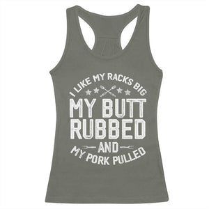 Funny BBQ Racerback Tank Top Pork Rub Smoking Meat Smoker Hilarious Grill Chef Grilling Gift TS10 Military Green Print Your Wear
