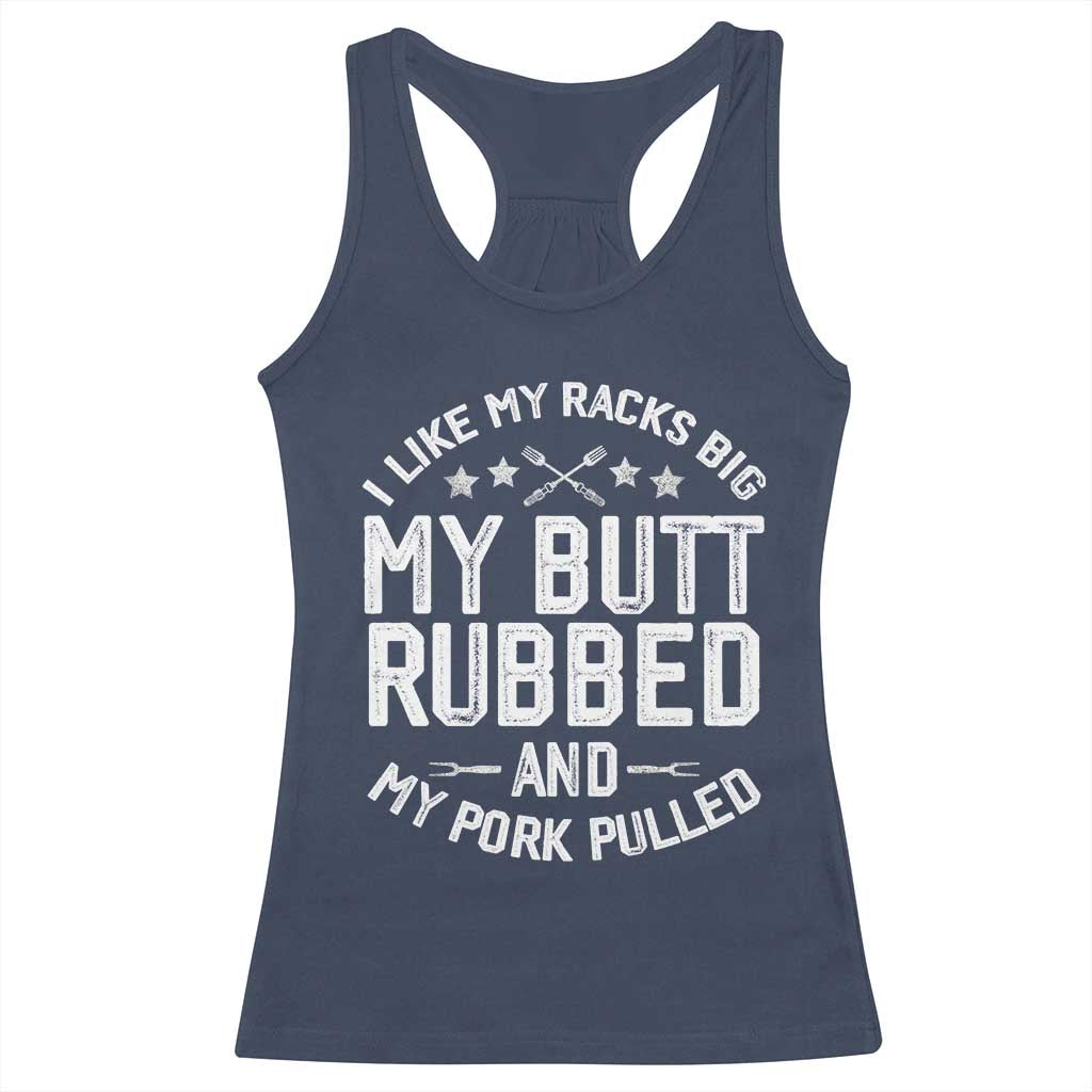 Funny BBQ Racerback Tank Top Pork Rub Smoking Meat Smoker Hilarious Grill Chef Grilling Gift TS10 Navy Print Your Wear
