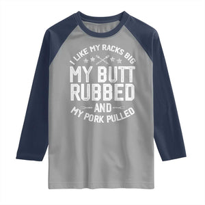 Funny BBQ Raglan Shirt Pork Rub Smoking Meat Smoker Hilarious Grill Chef Grilling Gift TS10 Sport Gray Navy Print Your Wear