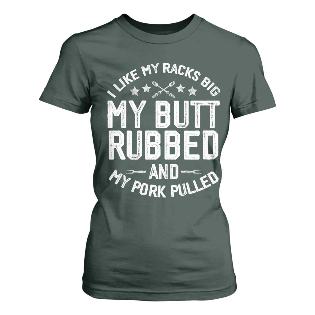 Funny BBQ T Shirt For Women Pork Rub Smoking Meat Smoker Hilarious Grill Chef Grilling Gift TS10 Dark Forest Green Print Your Wear