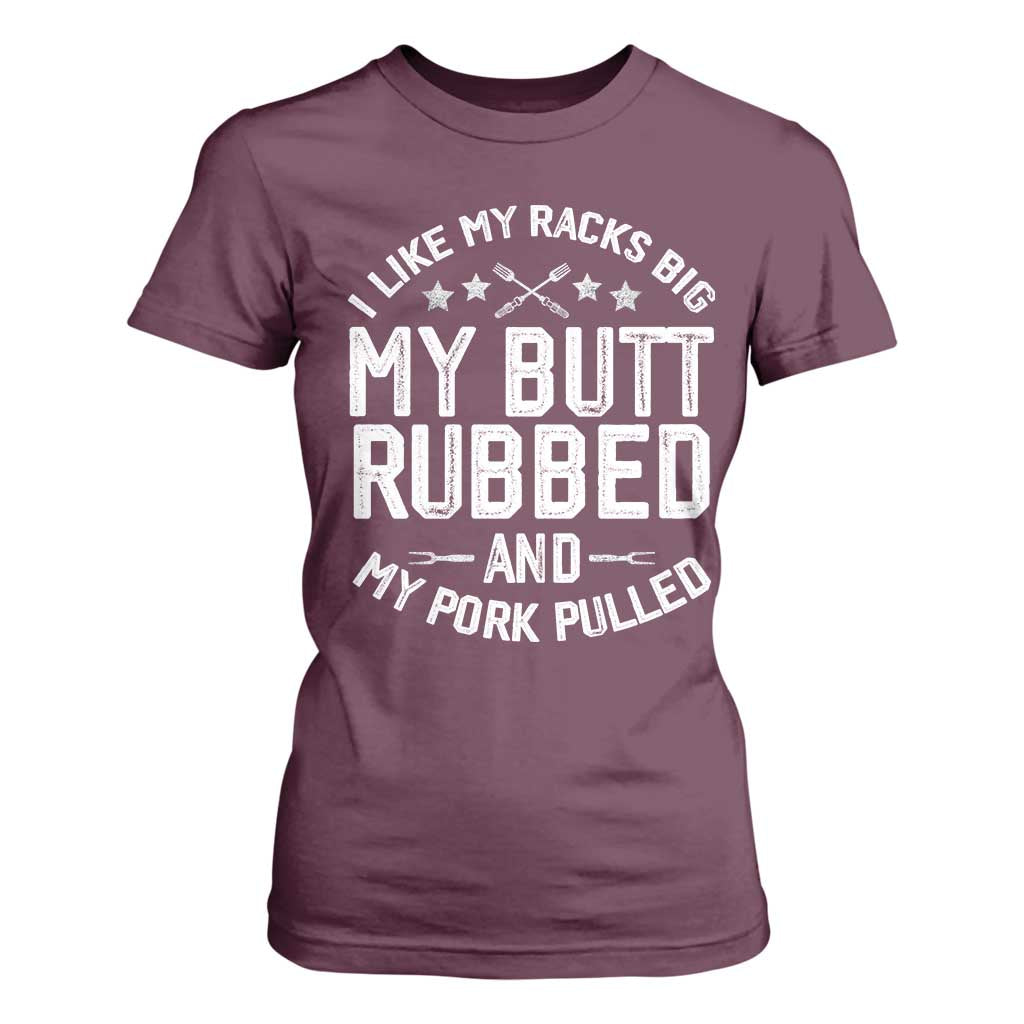Funny BBQ T Shirt For Women Pork Rub Smoking Meat Smoker Hilarious Grill Chef Grilling Gift TS10 Maroon Print Your Wear