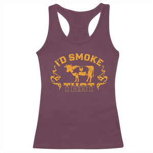 Funny BBQ Racerback Tank Top I'd Smoke That Chef Butcher Cook BBQ TS10 Maroon Print Your Wear