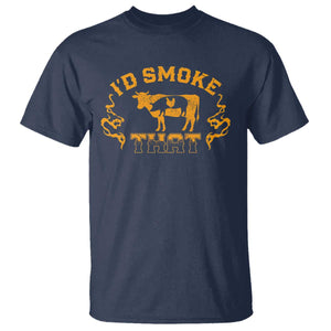 Funny BBQ T Shirt I'd Smoke That Chef Butcher Cook BBQ TS10 Navy Print Your Wear