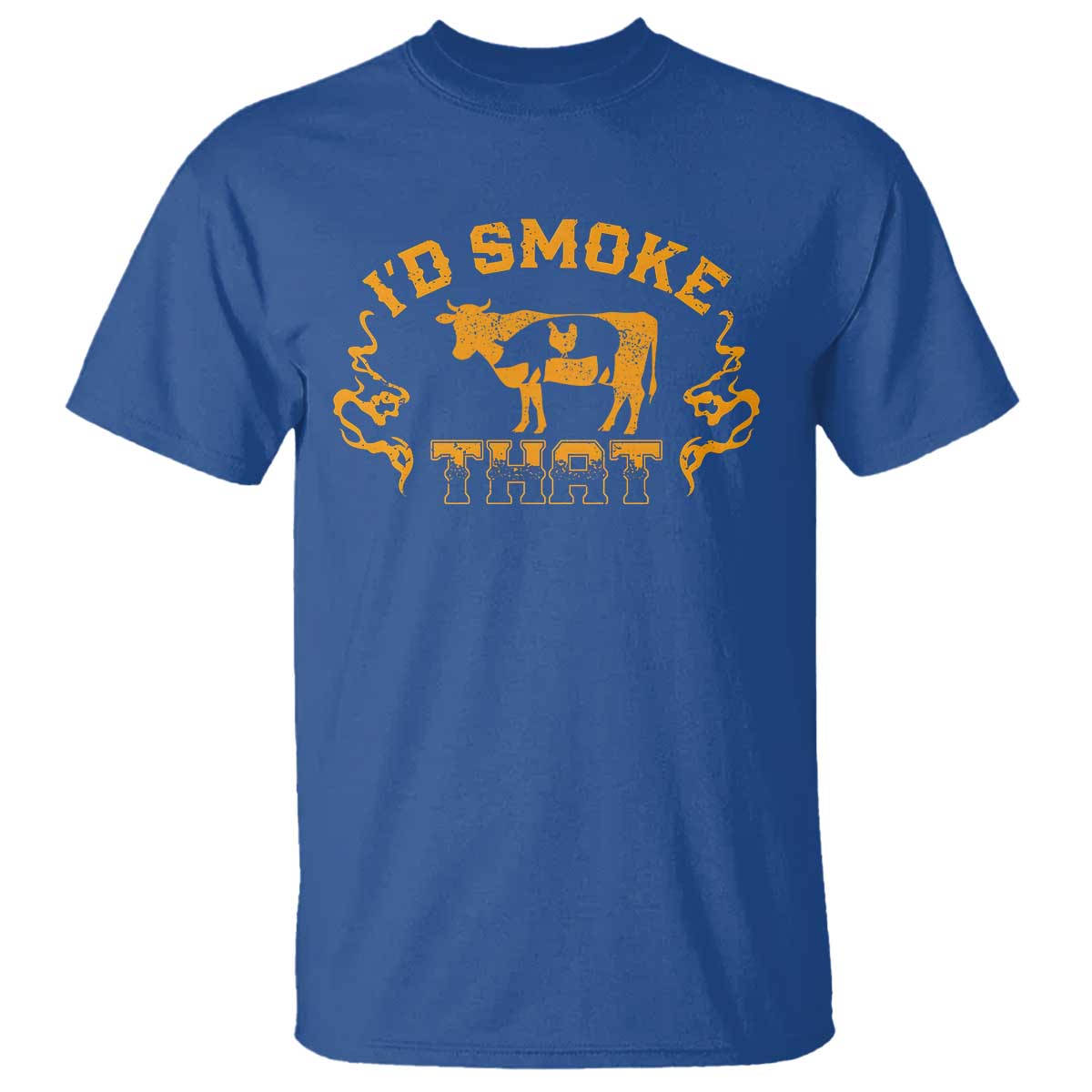 Funny BBQ T Shirt I'd Smoke That Chef Butcher Cook BBQ TS10 Royal Blue Print Your Wear