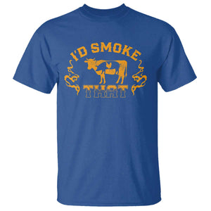 Funny BBQ T Shirt I'd Smoke That Chef Butcher Cook BBQ TS10 Royal Blue Print Your Wear