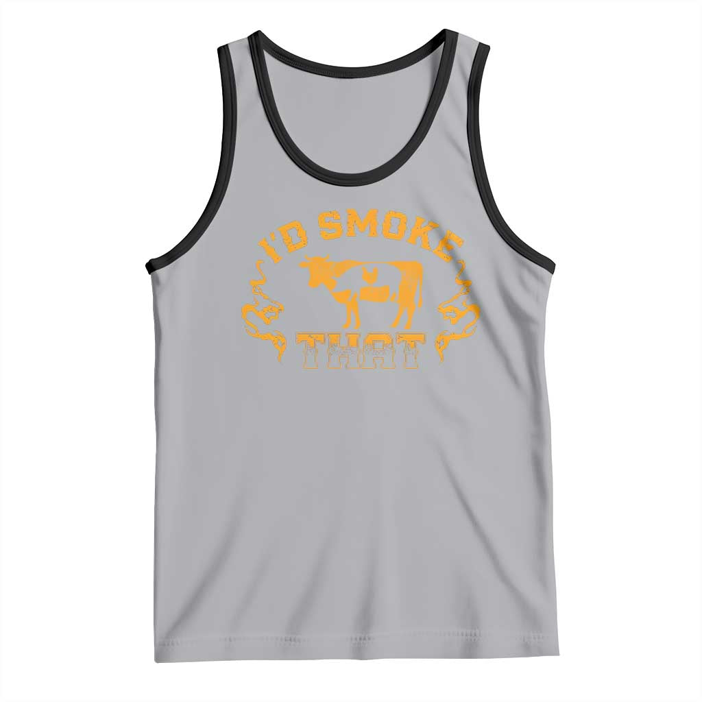 Funny BBQ Tank Top I'd Smoke That Chef Butcher Cook BBQ TS10 Athletic Heather Black Print Your Wear