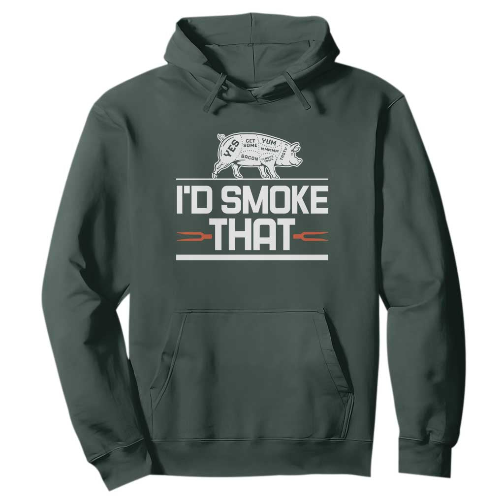 Funny BBQ I'd Smoke That Hoodie Chef Butcher Cook BBQ TS10 Dark Forest Green Print Your Wear