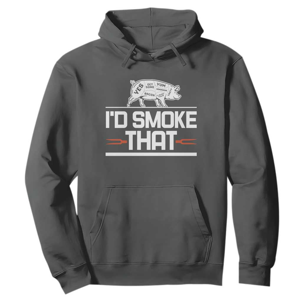 Funny BBQ I'd Smoke That Hoodie Chef Butcher Cook BBQ TS10 Dark Heather Print Your Wear