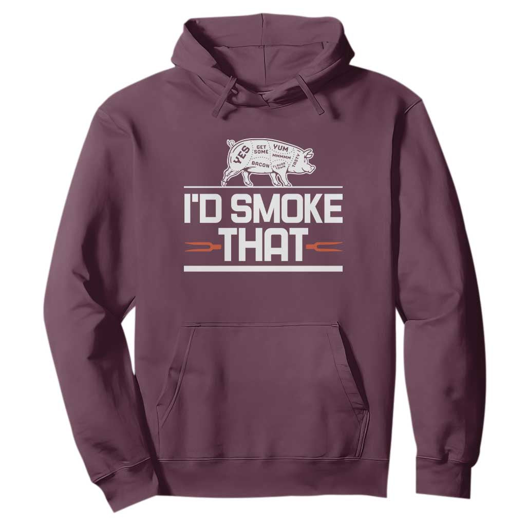 Funny BBQ I'd Smoke That Hoodie Chef Butcher Cook BBQ TS10 Maroon Print Your Wear