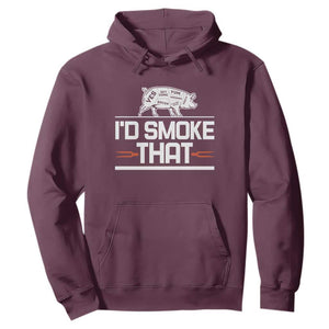 Funny BBQ I'd Smoke That Hoodie Chef Butcher Cook BBQ TS10 Maroon Print Your Wear