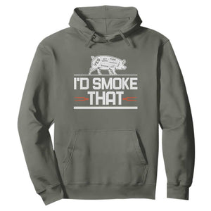 Funny BBQ I'd Smoke That Hoodie Chef Butcher Cook BBQ TS10 Military Green Print Your Wear