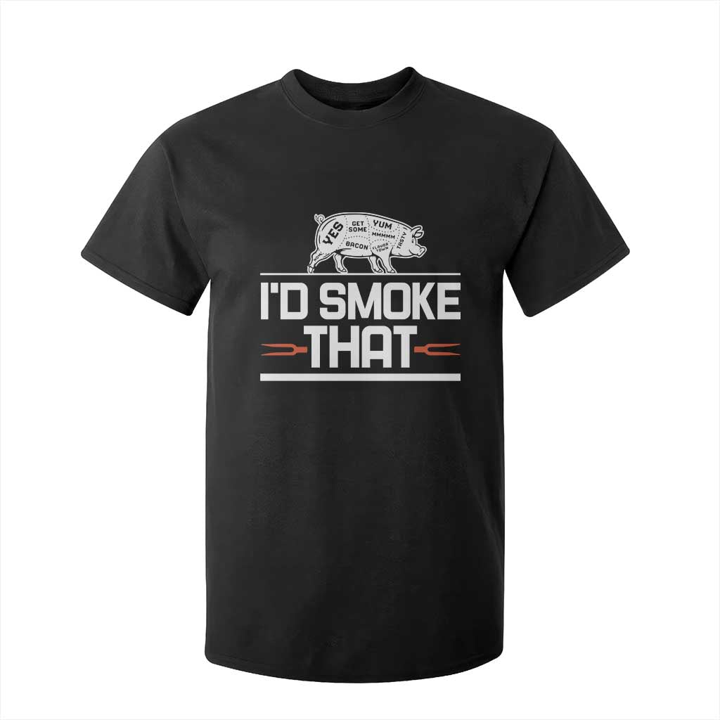 Funny BBQ I'd Smoke That T Shirt For Kid Chef Butcher Cook BBQ TS10 Black Print Your Wear