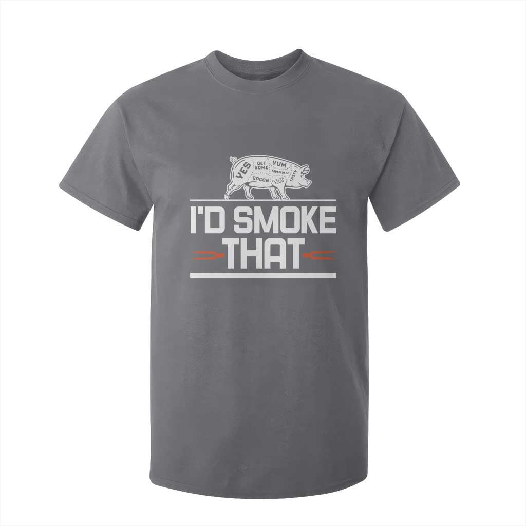 Funny BBQ I'd Smoke That T Shirt For Kid Chef Butcher Cook BBQ TS10 Charcoal Print Your Wear