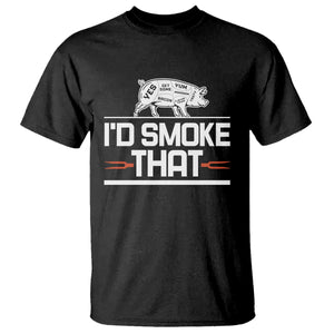 Funny BBQ I'd Smoke That T Shirt Chef Butcher Cook BBQ TS10 Black Print Your Wear
