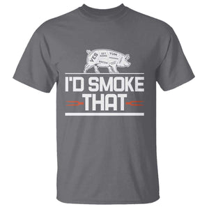 Funny BBQ I'd Smoke That T Shirt Chef Butcher Cook BBQ TS10 Charcoal Print Your Wear