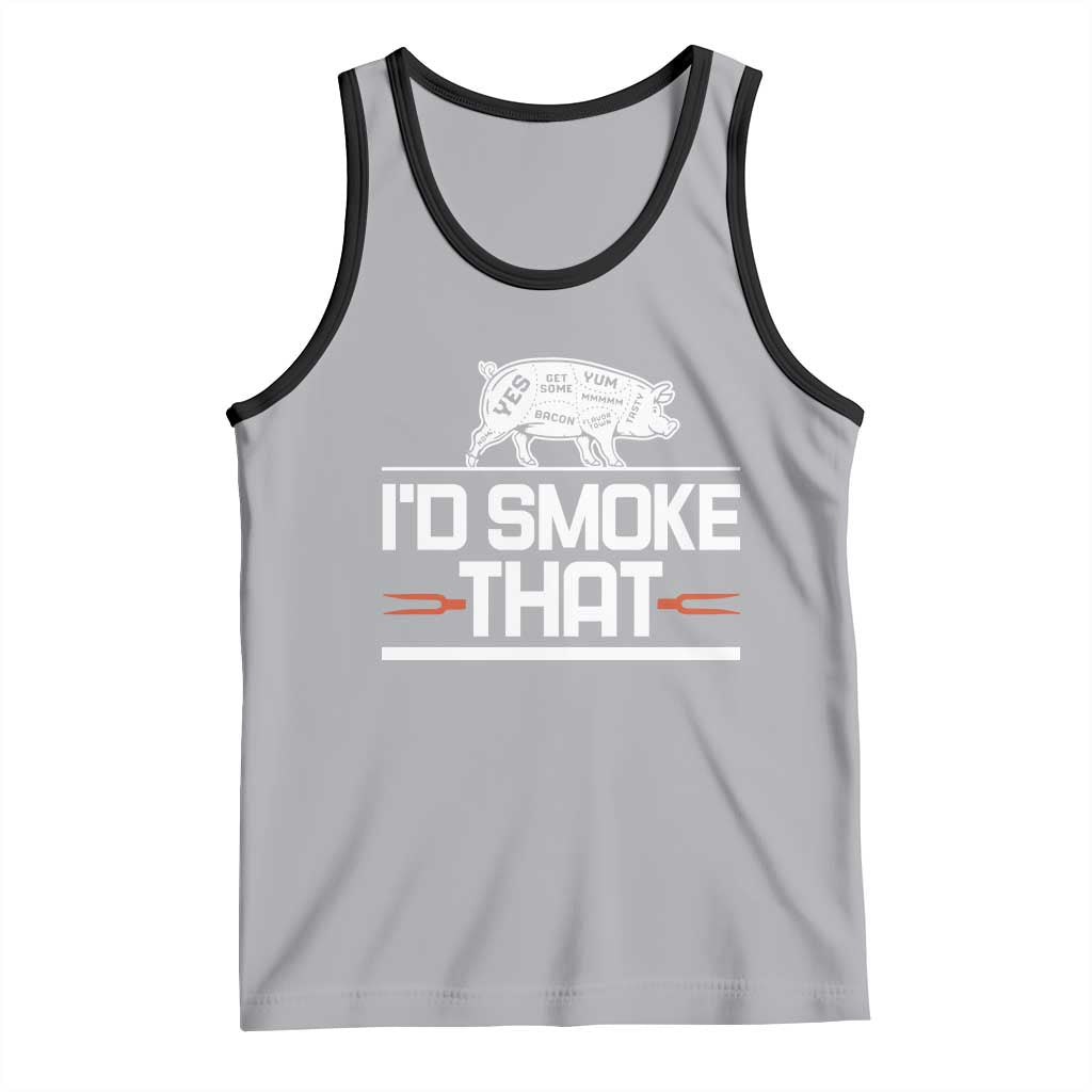 Funny BBQ I'd Smoke That Tank Top Chef Butcher Cook BBQ TS10 Athletic Heather Black Print Your Wear