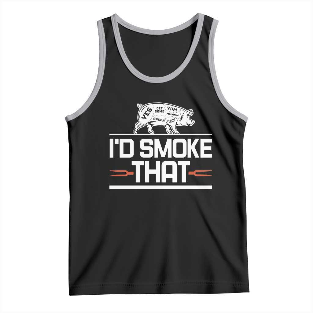 Funny BBQ I'd Smoke That Tank Top Chef Butcher Cook BBQ TS10 Black Athletic Heather Print Your Wear