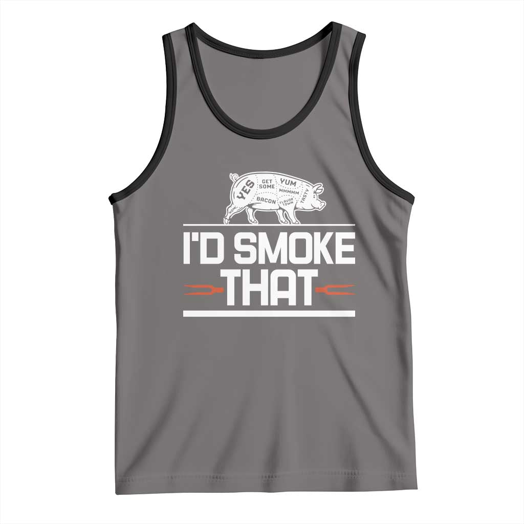 Funny BBQ I'd Smoke That Tank Top Chef Butcher Cook BBQ TS10 Deep Heather Black Print Your Wear