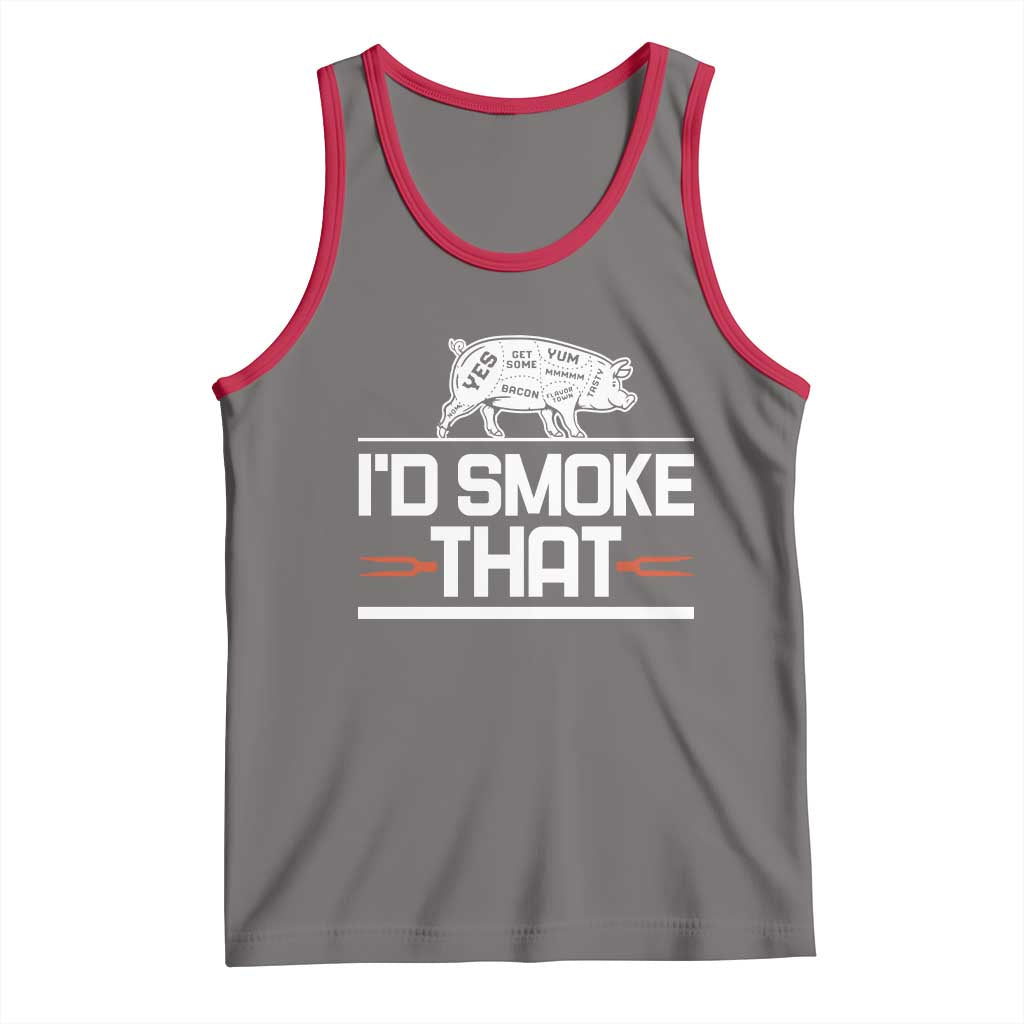 Funny BBQ I'd Smoke That Tank Top Chef Butcher Cook BBQ TS10 Deep Heather Red Print Your Wear
