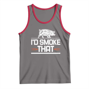 Funny BBQ I'd Smoke That Tank Top Chef Butcher Cook BBQ TS10 Deep Heather Red Print Your Wear