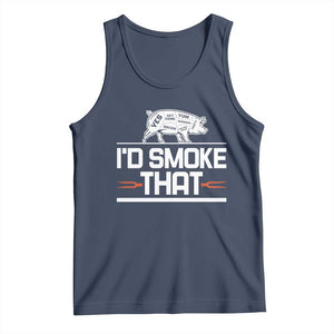 Funny BBQ I'd Smoke That Tank Top Chef Butcher Cook BBQ TS10 Navy Print Your Wear