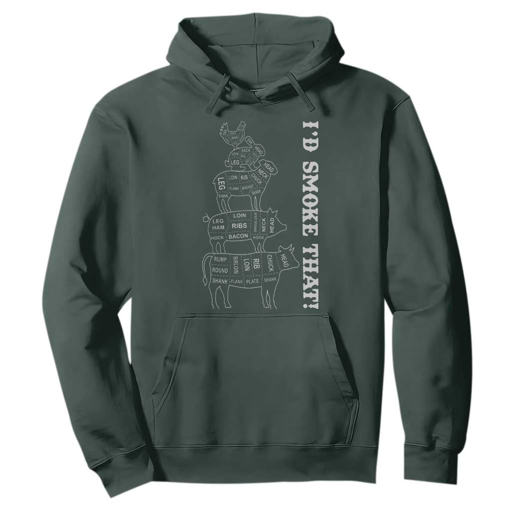 Funny BBQ Hoodie I'd Smoke That TS10 Dark Forest Green Print Your Wear