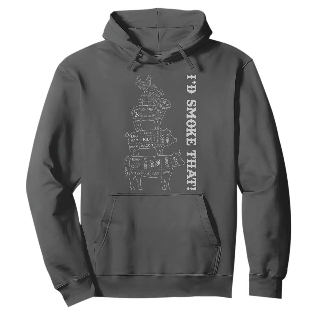 Funny BBQ Hoodie I'd Smoke That TS10 Dark Heather Print Your Wear