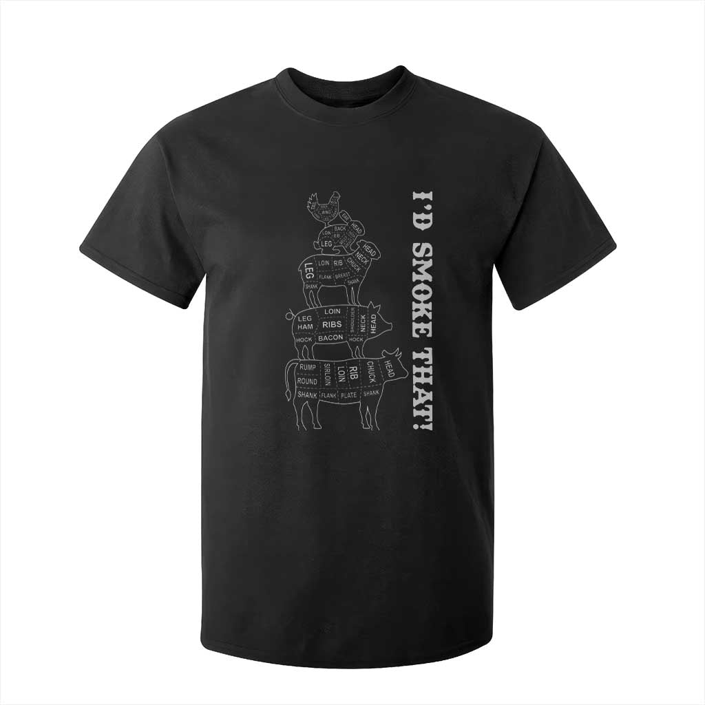 Funny BBQ T Shirt For Kid I'd Smoke That TS10 Black Print Your Wear