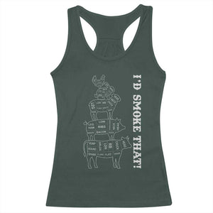 Funny BBQ Racerback Tank Top I'd Smoke That TS10 Dark Forest Green Print Your Wear